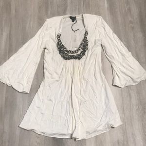 SKy brand jeweled cream top size medium